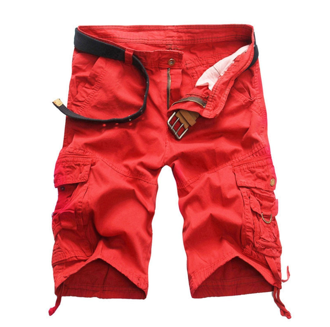Men's Relaxed-Fit Camouflage Cargo Shorts Belted Utility - Orange