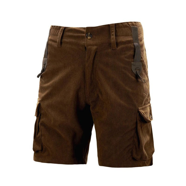 Men's Relaxed-Fit Corduroy Cargo Shorts Knee-Length Multi-Pocket