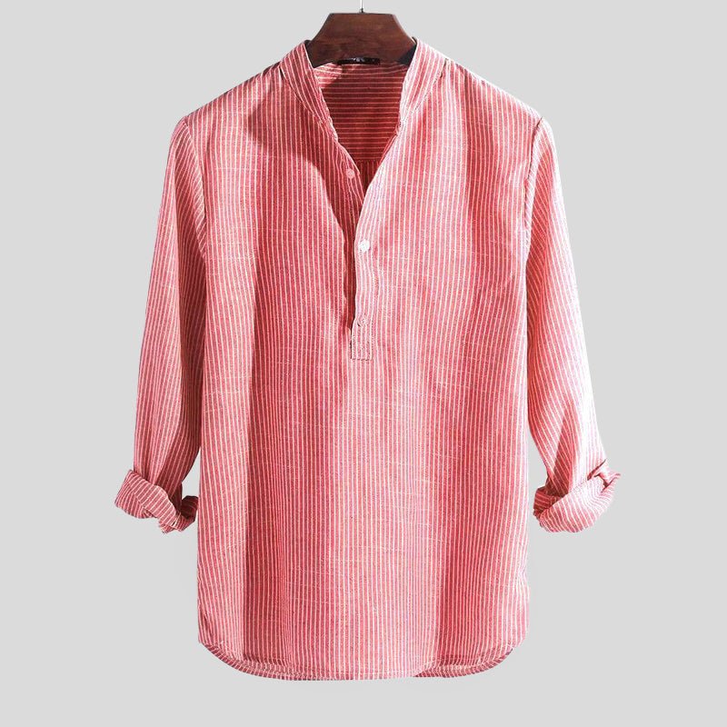 Men's Relaxed-Fit Long-Sleeve Henley Collar Waffle Shirt - Rot
