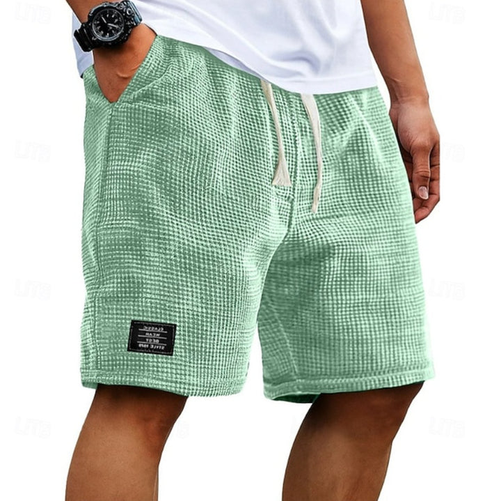 Men's Relaxed-Fit Waffle-Knit Drawstring Casual Shorts - Green