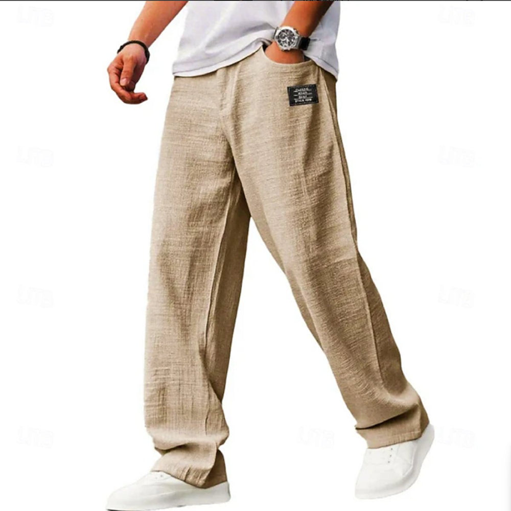 Men's Relaxed-Fit Wide-Leg Lightweight Casual Pants - Beige