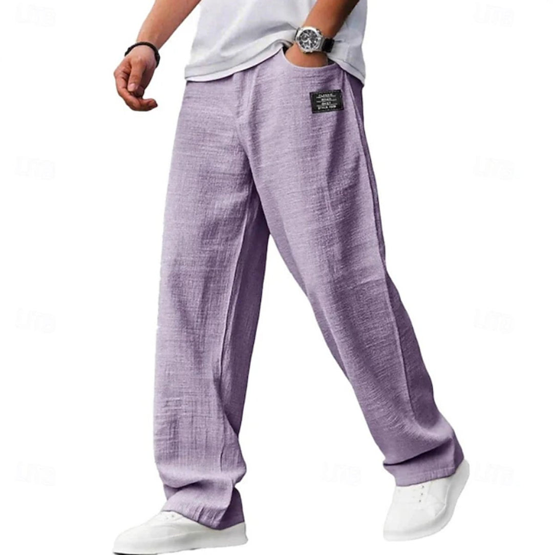 Men's Relaxed-Fit Wide-Leg Lightweight Casual Pants - Purple