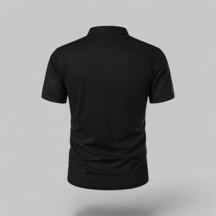 Men's Short-Sleeve Mandarin Collar Cotton Polo Shirt