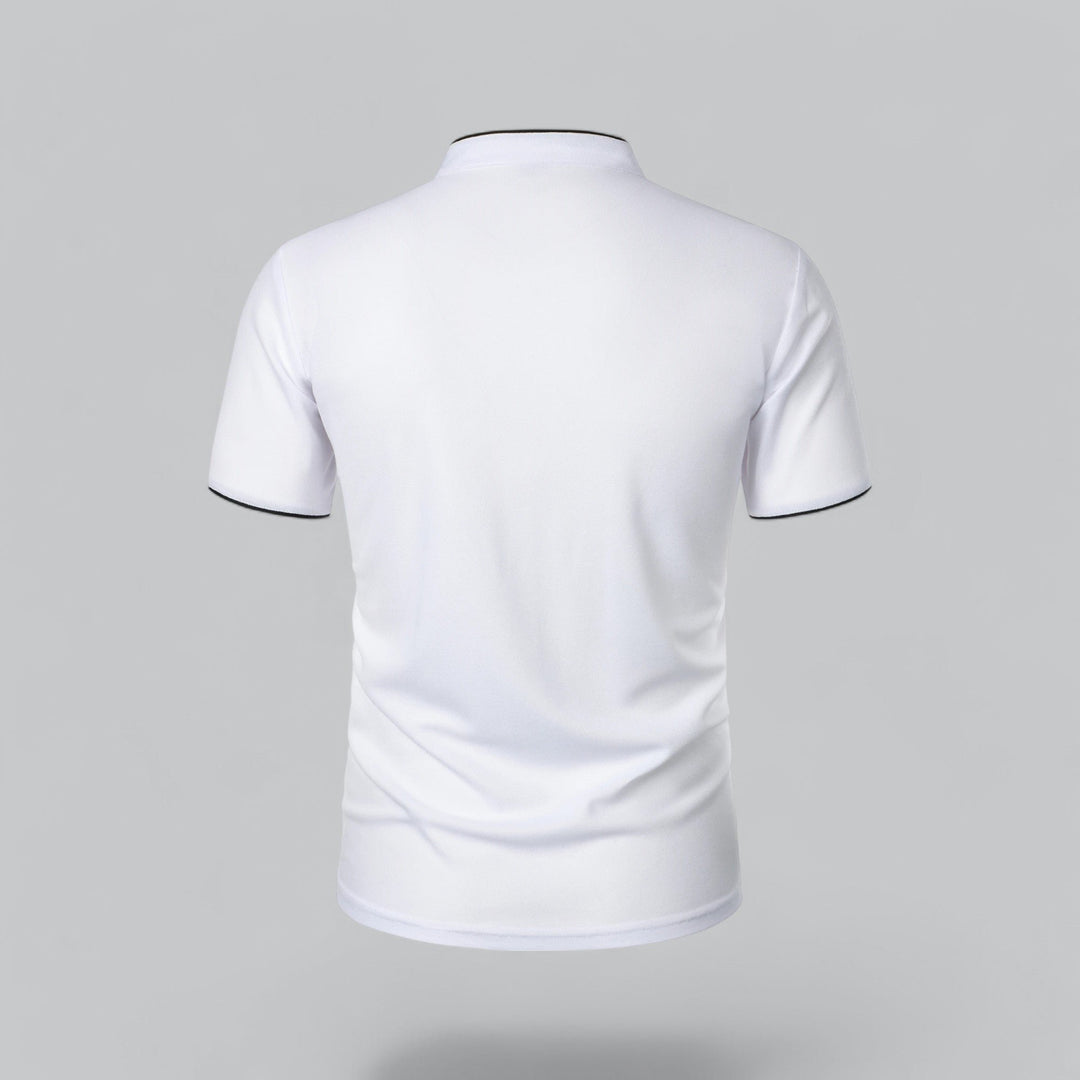 Men's Short-Sleeve Mandarin Collar Cotton Polo Shirt