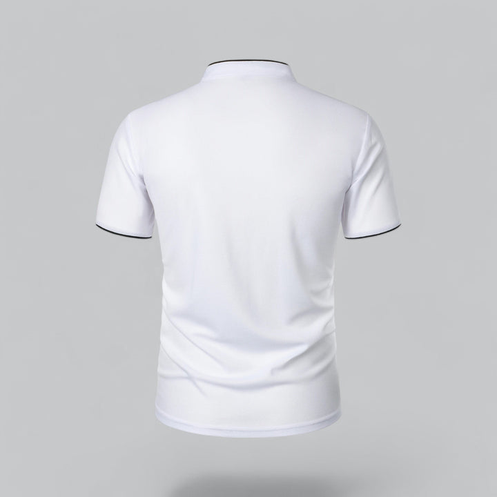 Men's Short-Sleeve Mandarin Collar Cotton Polo Shirt