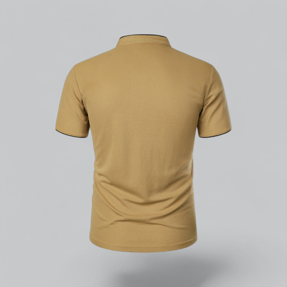Men's Short-Sleeve Mandarin Collar Cotton Polo Shirt