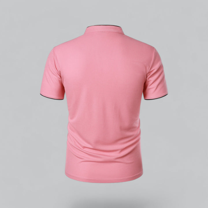 Men's Short-Sleeve Mandarin Collar Cotton Polo Shirt