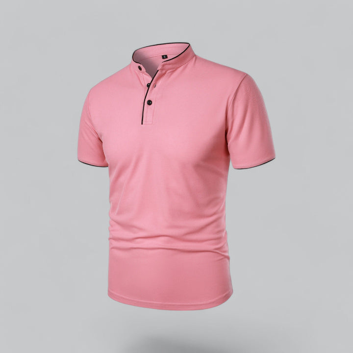 Men's Short-Sleeve Mandarin Collar Cotton Polo Shirt
