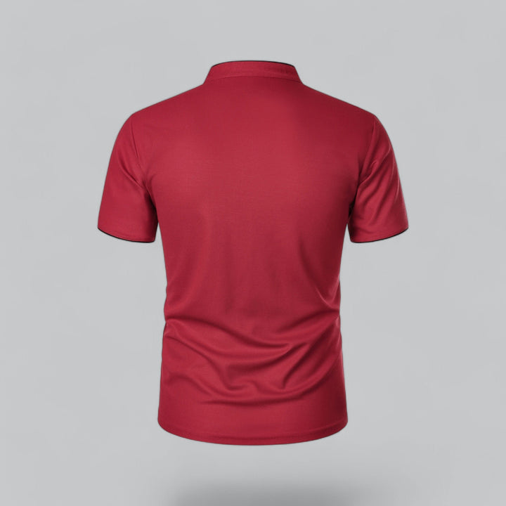 Men's Short-Sleeve Mandarin Collar Cotton Polo Shirt