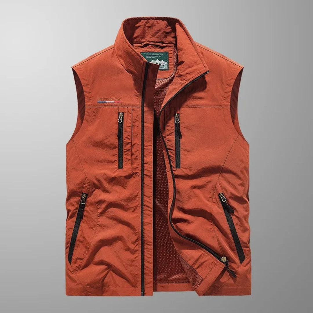 Men's Sleeveless Multi-Pocket Lightweight Outdoor Mens Gilet - Red
