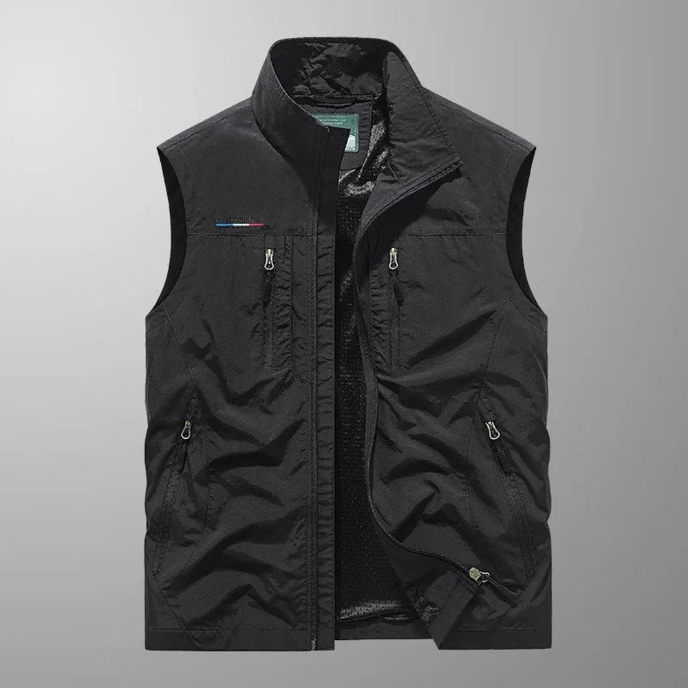 Men's Sleeveless Multi-Pocket Lightweight Outdoor Mens Gilet - Black