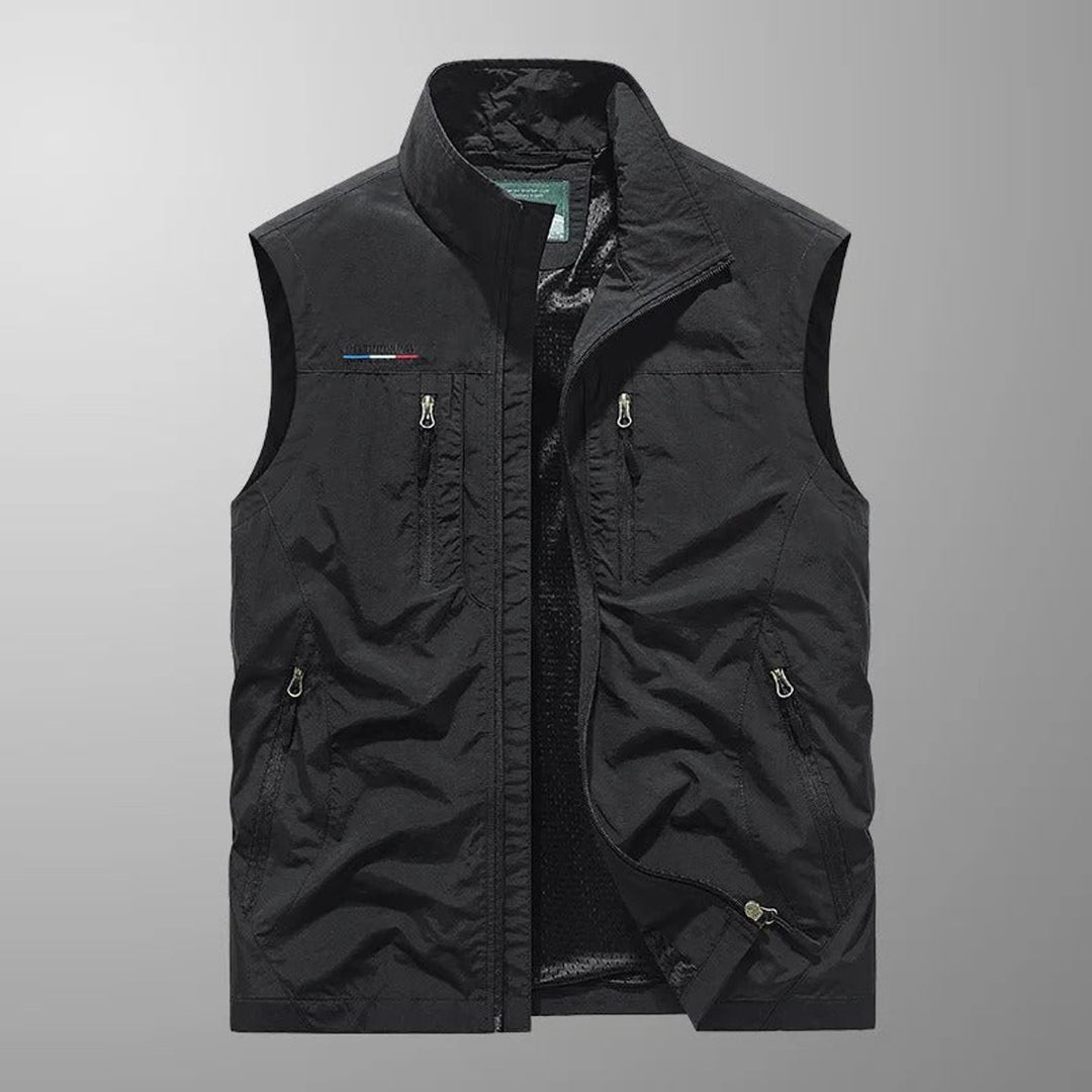 Men's Sleeveless Multi-Pocket Lightweight Outdoor Mens Gilet - Black