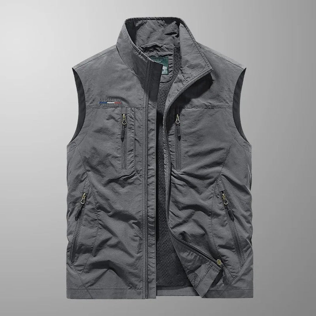 Men's Sleeveless Multi-Pocket Lightweight Outdoor Mens Gilet - Gray