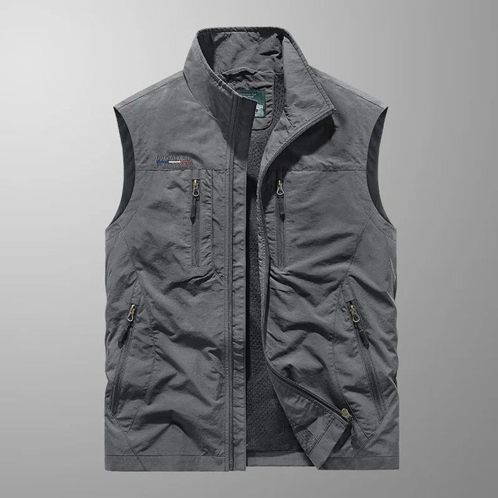 Men's Sleeveless Multi-Pocket Lightweight Outdoor Mens Gilet - Gray