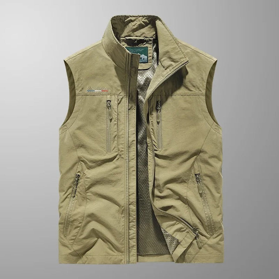 Men's Sleeveless Multi-Pocket Lightweight Outdoor Mens Gilet - Khaki