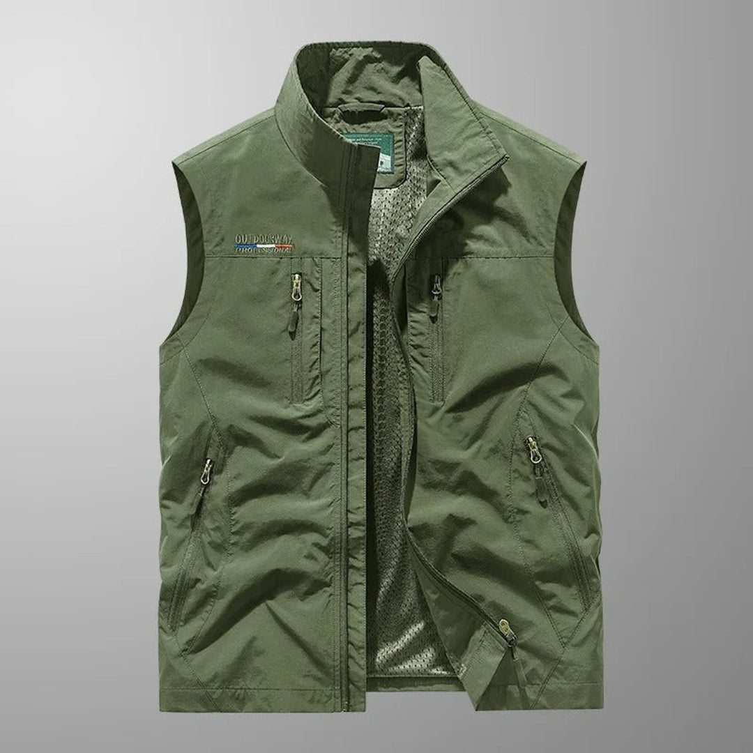 Men's Sleeveless Multi-Pocket Lightweight Outdoor Mens Gilet - Green