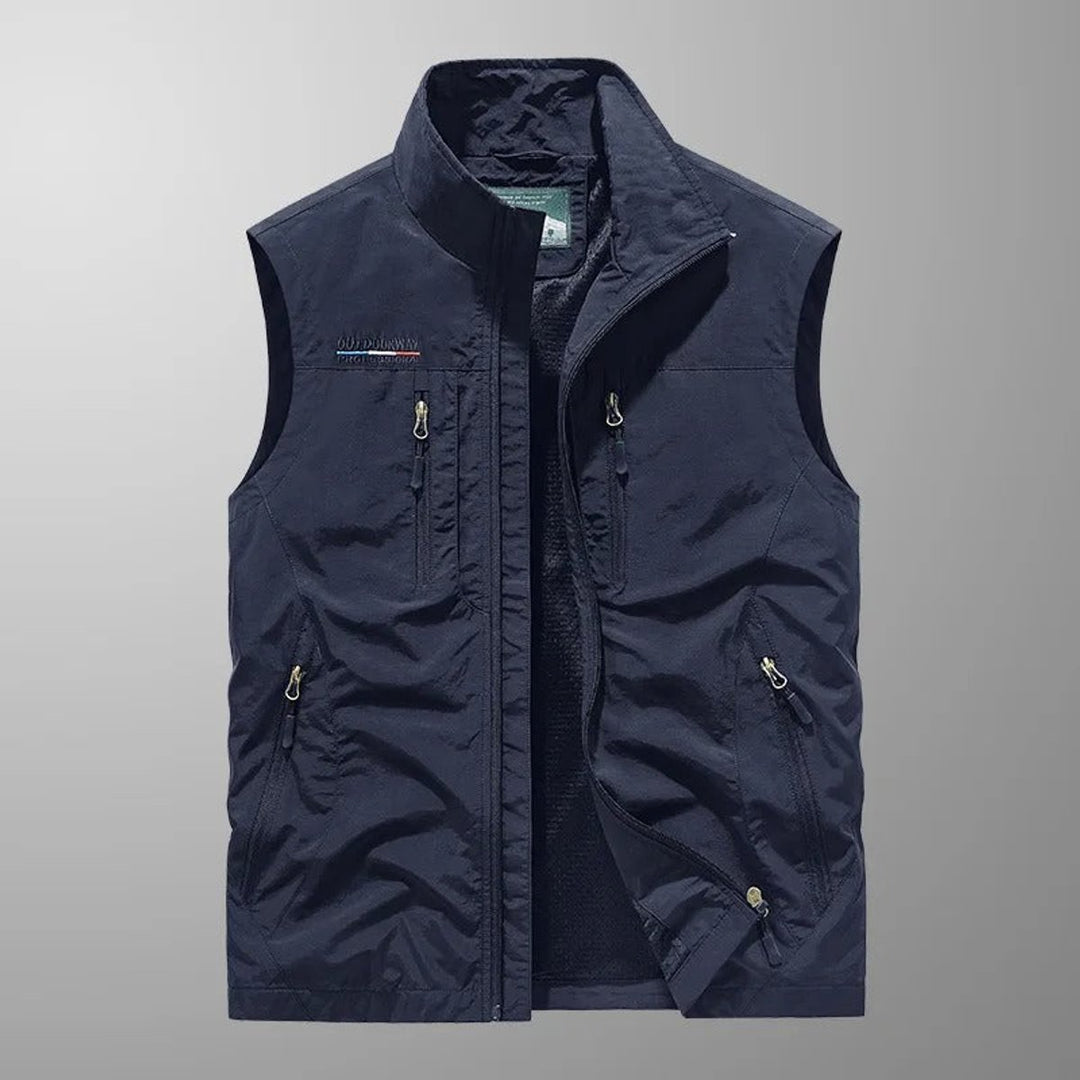 Men's Sleeveless Multi-Pocket Lightweight Outdoor Mens Gilet - Navy Blue