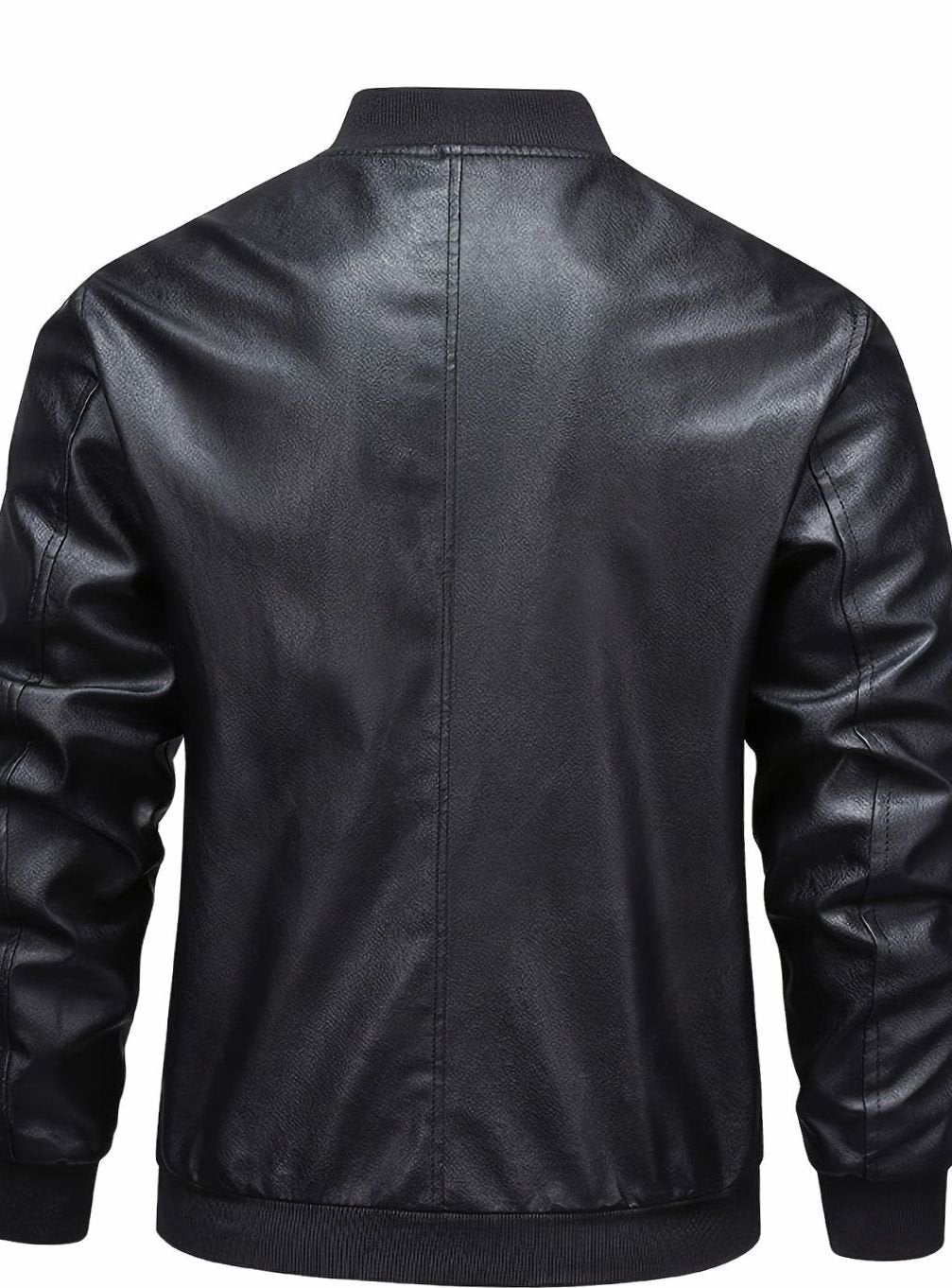 Men's Slim-Fit Faux Leather Full-Zip Bomber Jacket