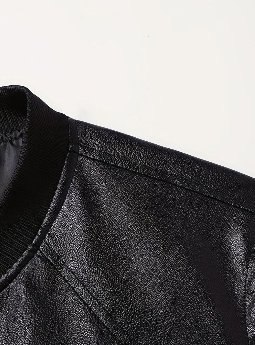 Men's Slim-Fit Faux Leather Full-Zip Bomber Jacket