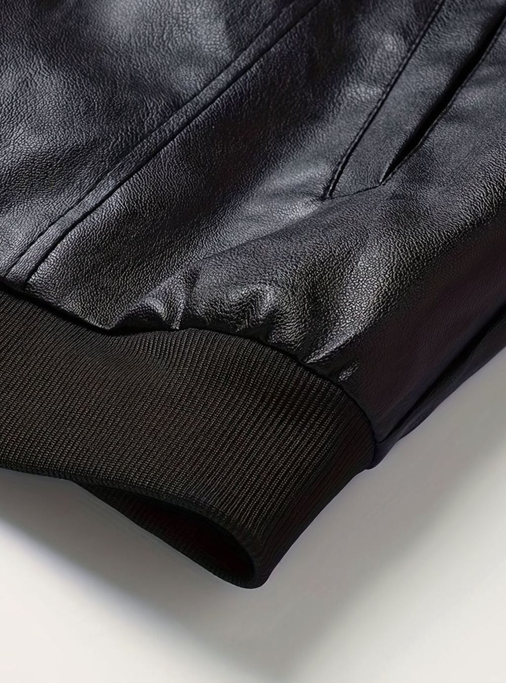 Men's Slim-Fit Faux Leather Full-Zip Bomber Jacket