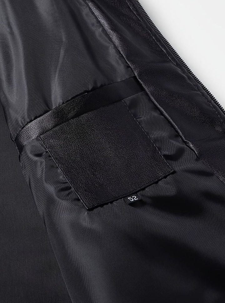 Men's Slim-Fit Faux Leather Full-Zip Bomber Jacket