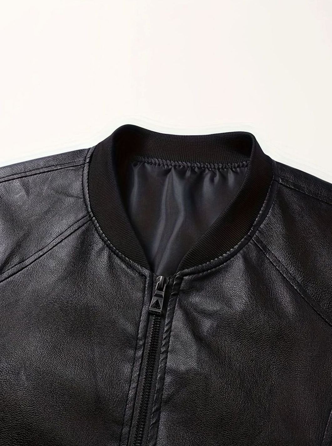 Men's Slim-Fit Faux Leather Full-Zip Bomber Jacket