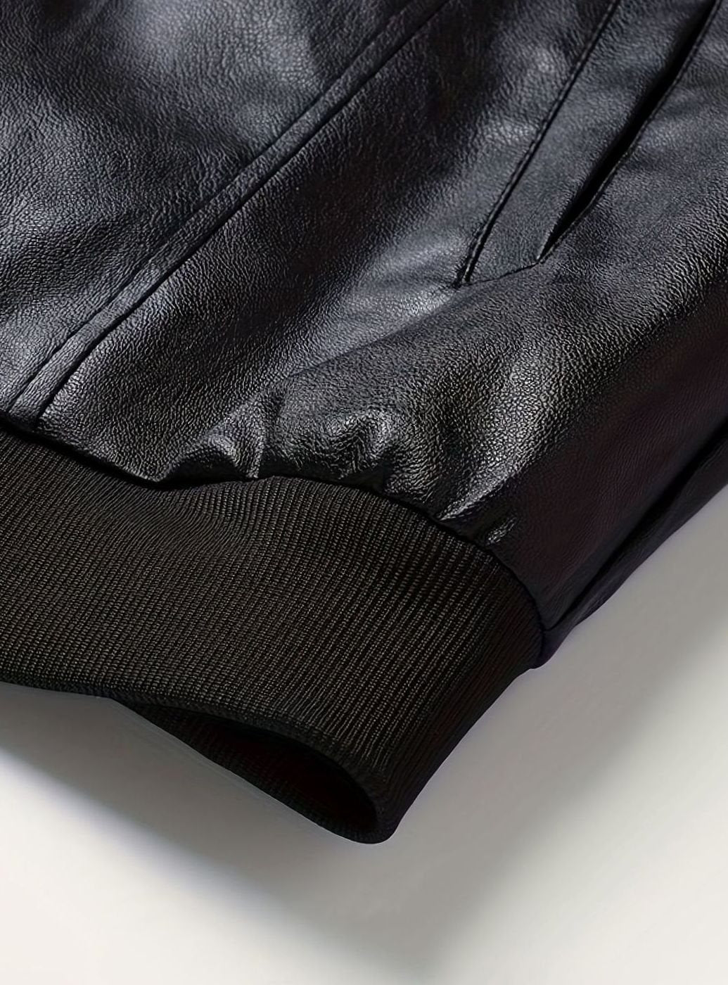 Men's Slim-Fit Faux Leather Full-Zip Bomber Jacket