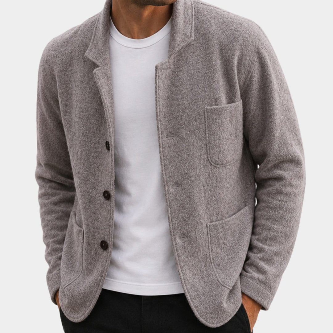 Men's Slim Fit Knit Button-Up Cardigan - Gray