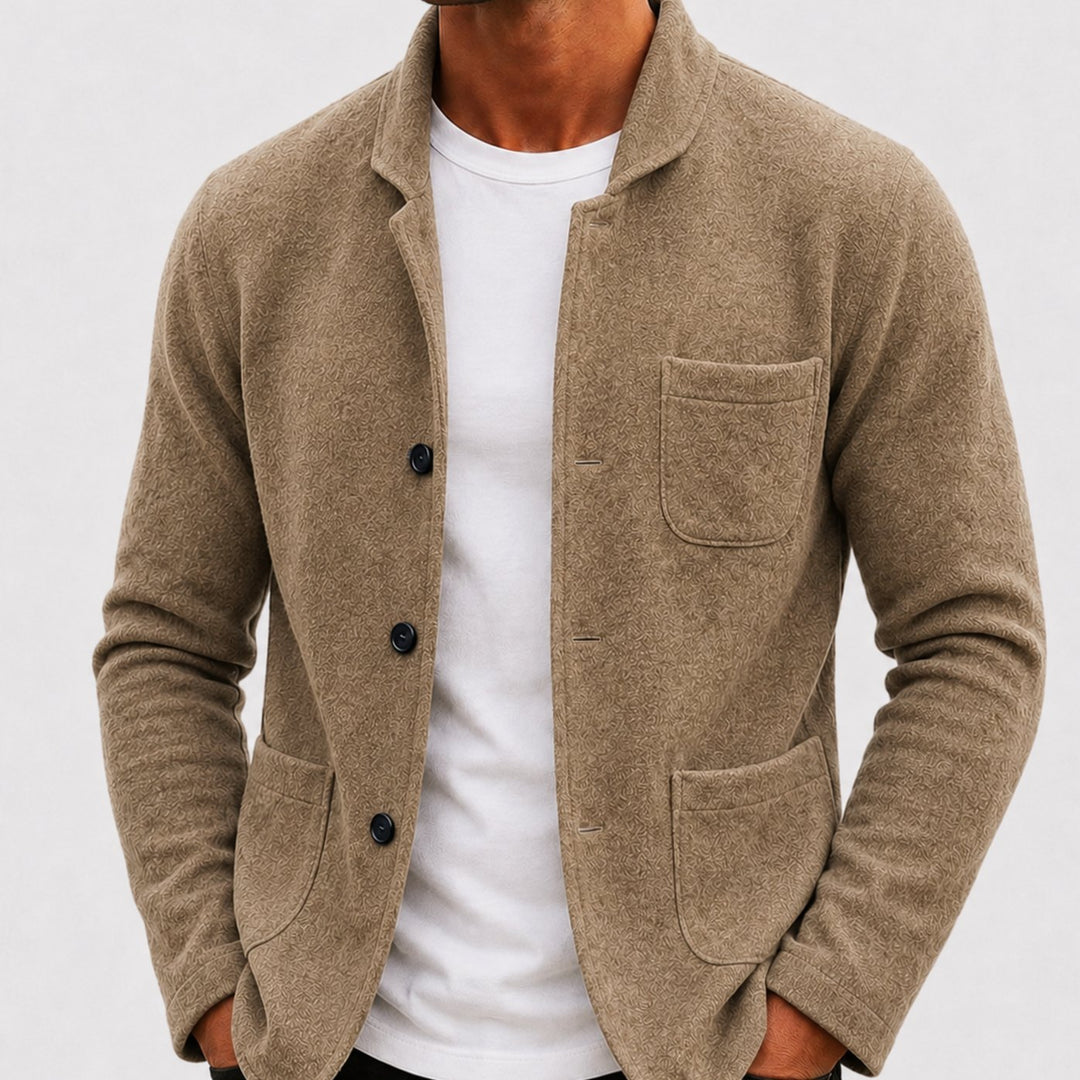 Men's Slim Fit Knit Button-Up Cardigan - Beige