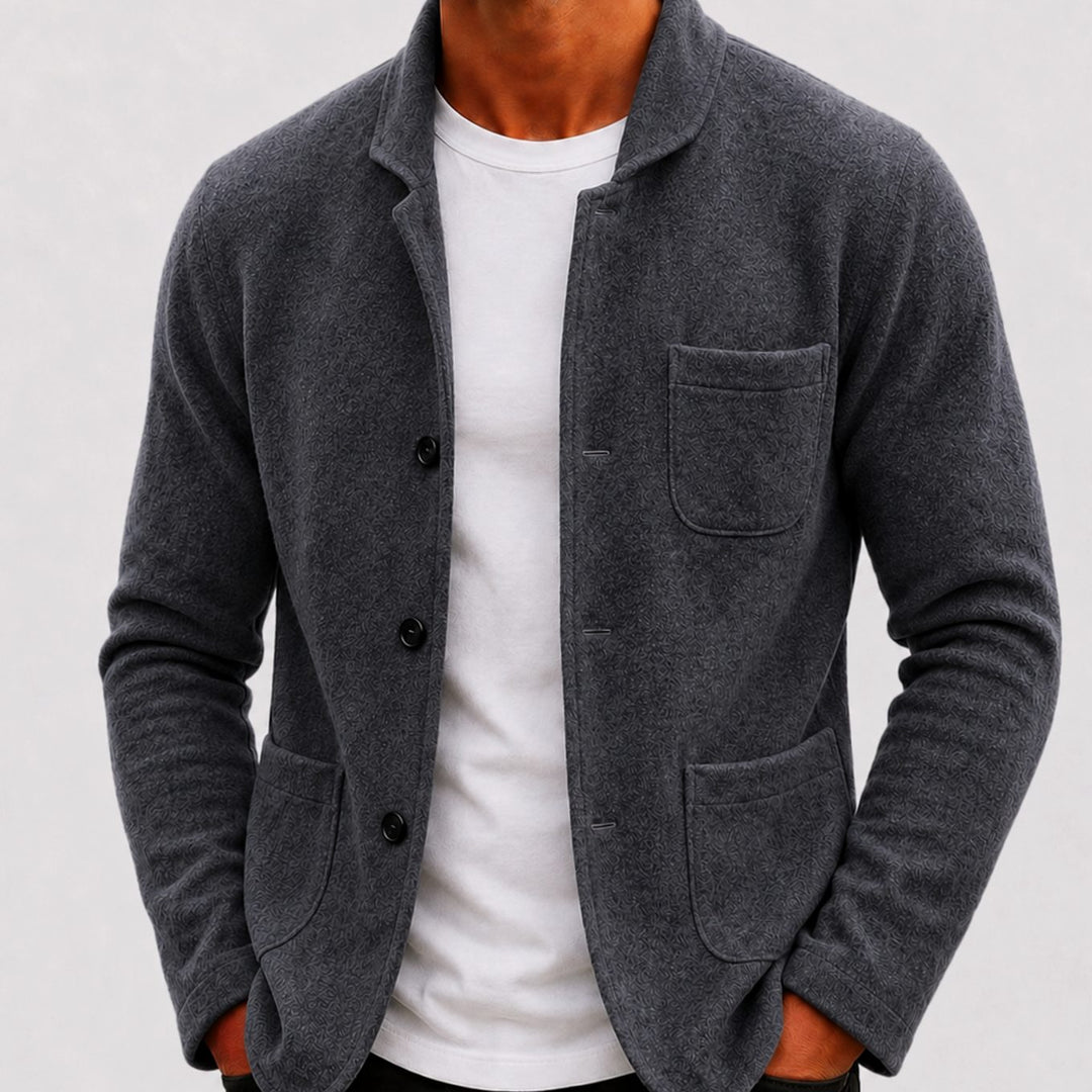Men's Slim Fit Knit Button-Up Cardigan - Black