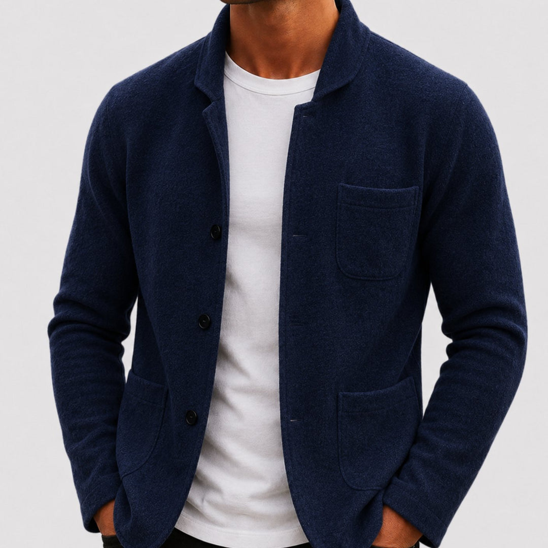 Men's Slim Fit Knit Button-Up Cardigan - Blue