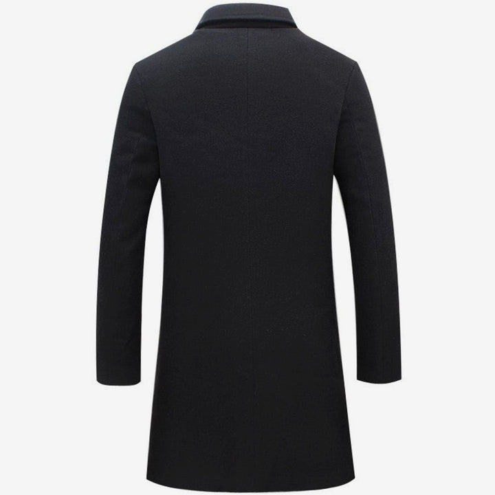 Men's Slim-Fit Single-Breasted Wool-Blend Long Overcoat