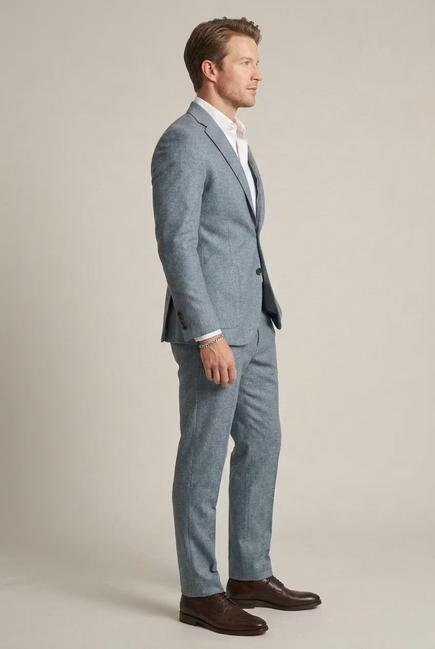 Men's Slim-Fit Two-Piece Suit Structured Blazer Pants Set