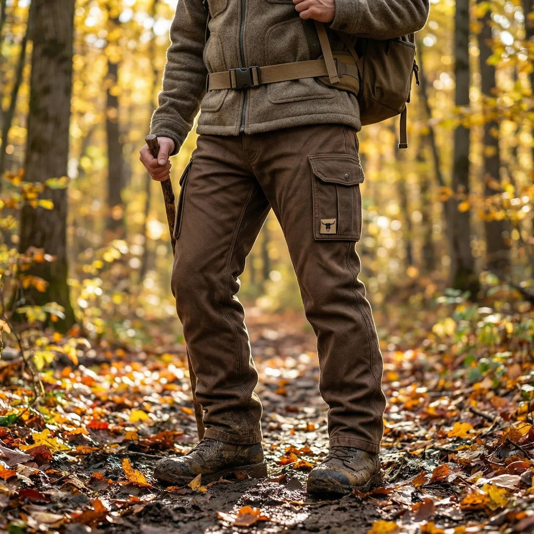 Men's Slim Tapered-Fit Cargo Pants Bull Patch Side Pockets