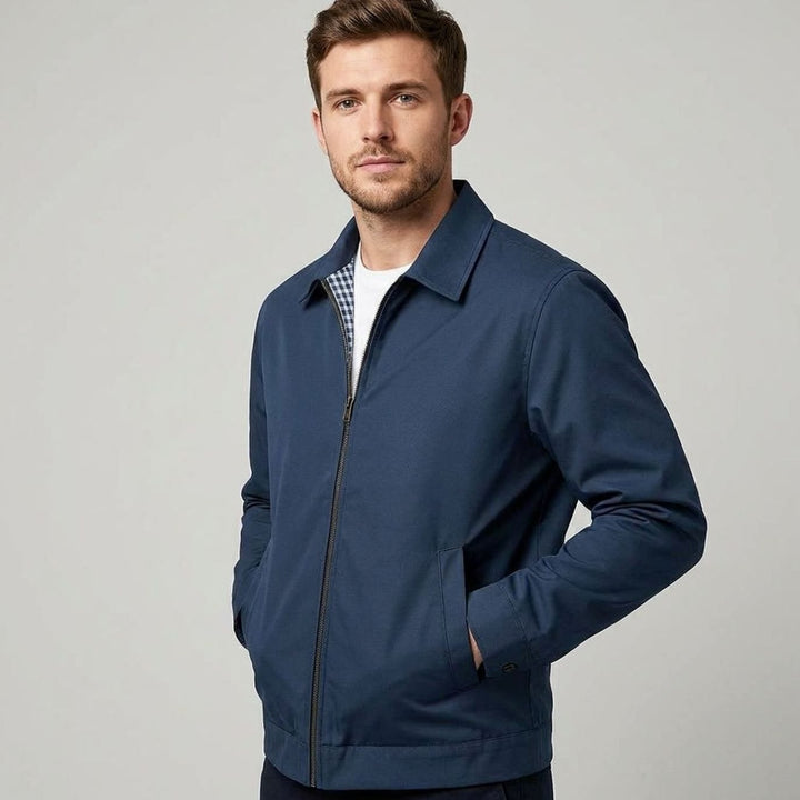 Men's Smart-Casual Harrington Jacket Checked Lining Zip