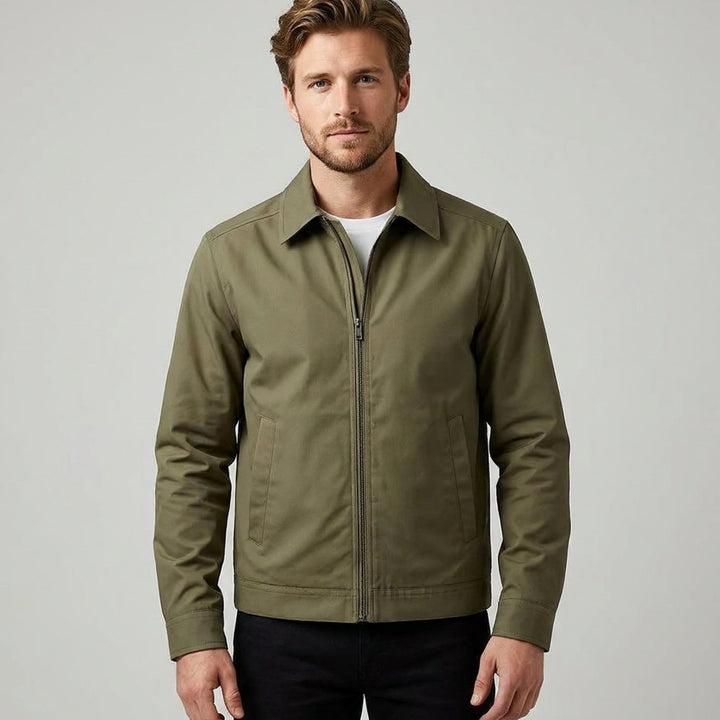 Men's Smart-Casual Harrington Jacket Checked Lining Zip