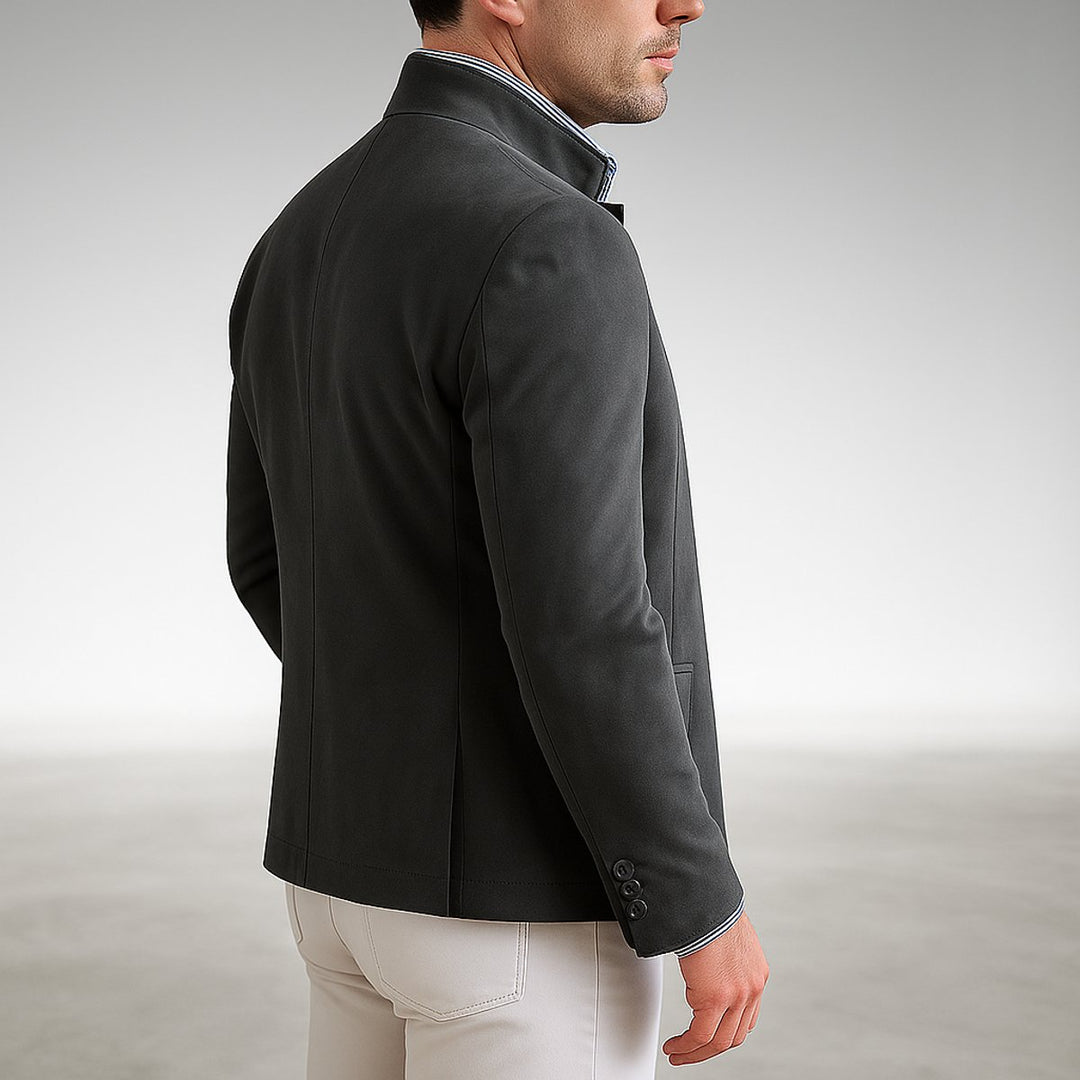 Men's Structured Mandarin-Collar Button-Front Blazer Cardigan