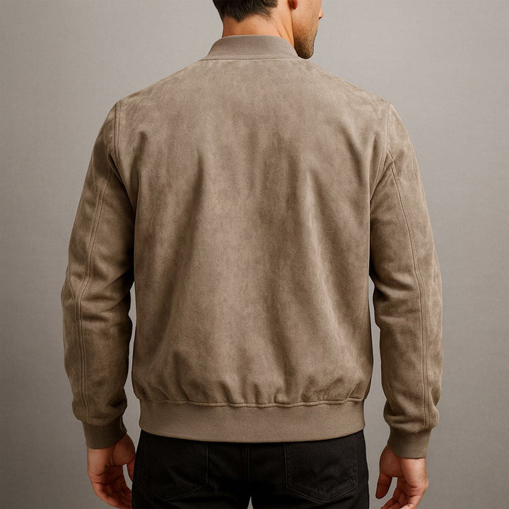Men's Suede Bomber Slim-Fit Mens Quilted Jacket