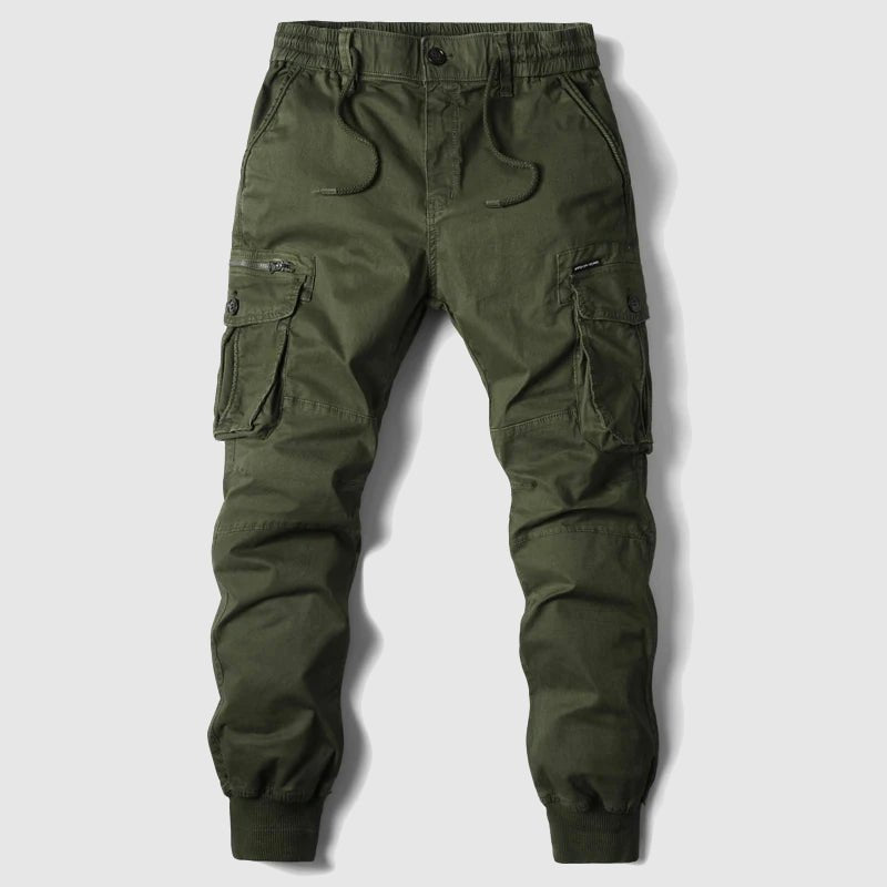 Men's Tactical Cargo Jogger Pants Elastic Waist Cuffed Ankle - Green