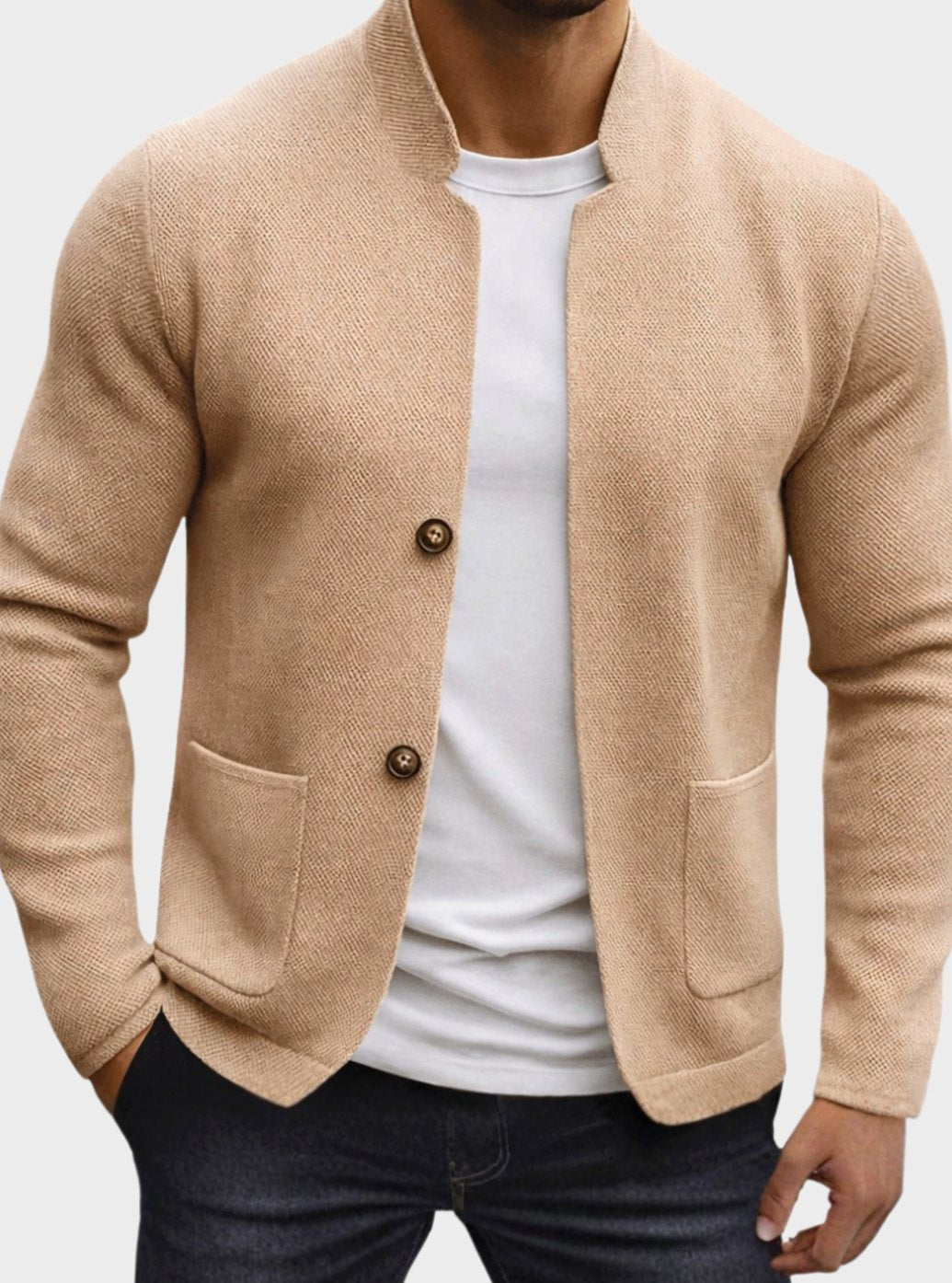 Men's Textured Knit Button-Front Cardigan Sweater