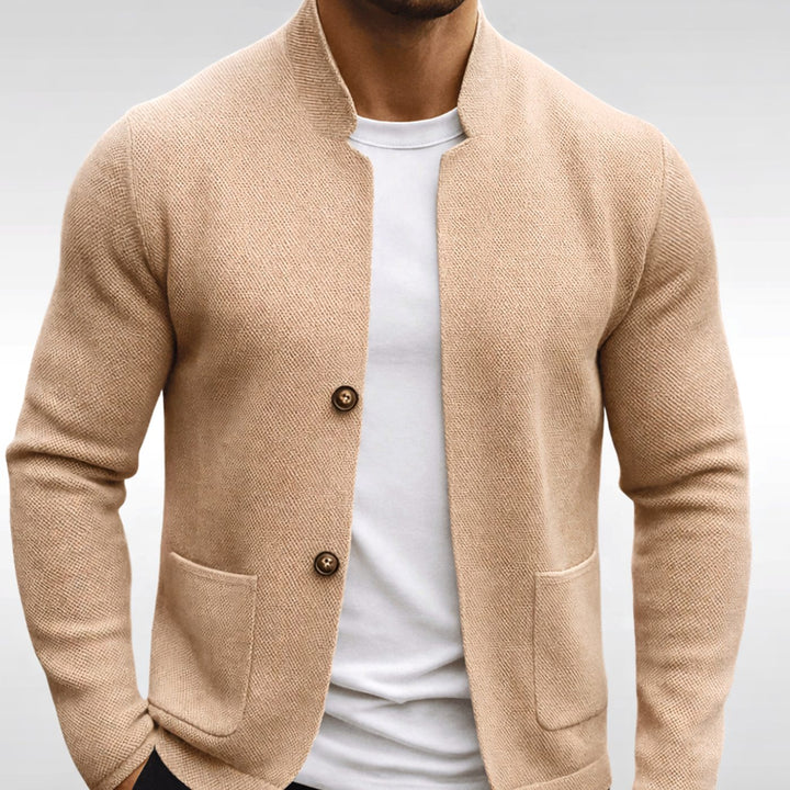 Men's Textured Knit Button-Front Cardigan Sweater - Beige