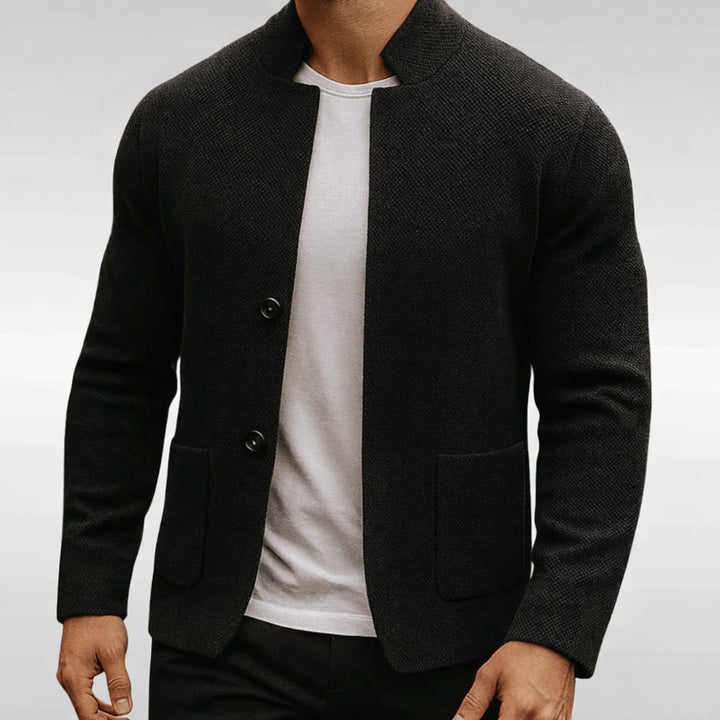 Men's Textured Knit Button-Front Cardigan Sweater - Black