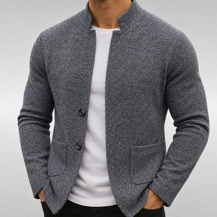 Men's Textured Knit Button-Front Cardigan Sweater - Gray