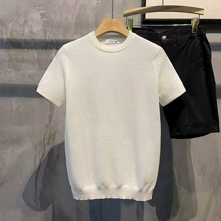 Men's Textured Knit Crewneck Sweater Relaxed Fit - Cream