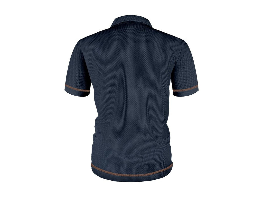 Men's Textured Woven-Pattern Button-Collar Polo Shirt