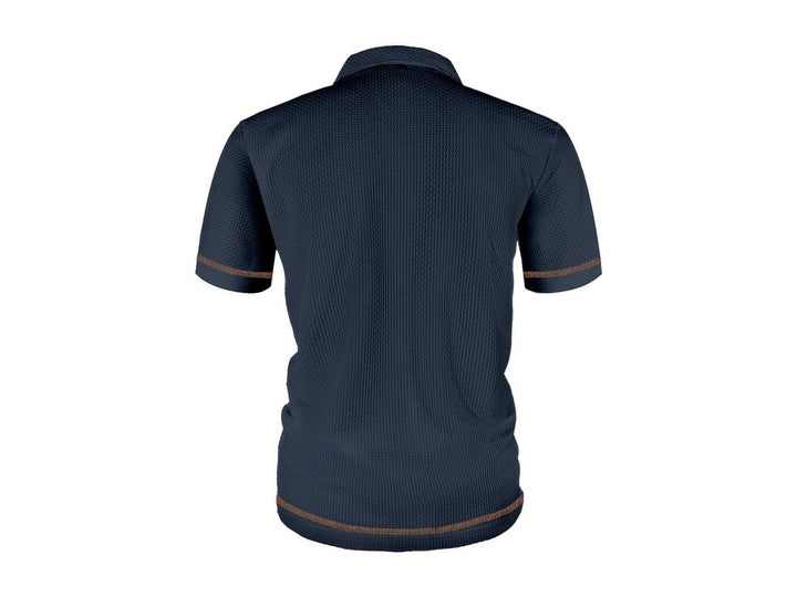 Men's Textured Woven-Pattern Button-Collar Polo Shirt