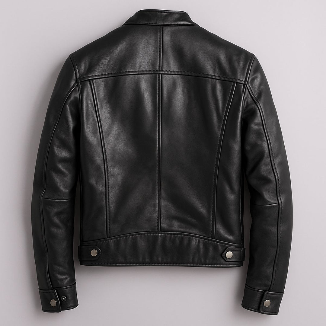 Men's Vintage Biker Leather Jacket Zip-Up Moto Style
