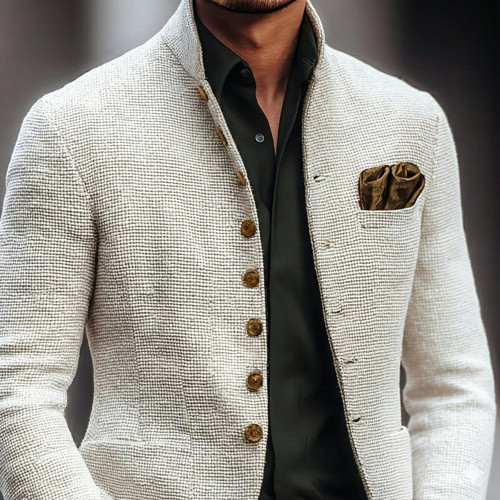 Men's Vintage-Inspired Stand Collar Single Breasted Cardigan Sweater