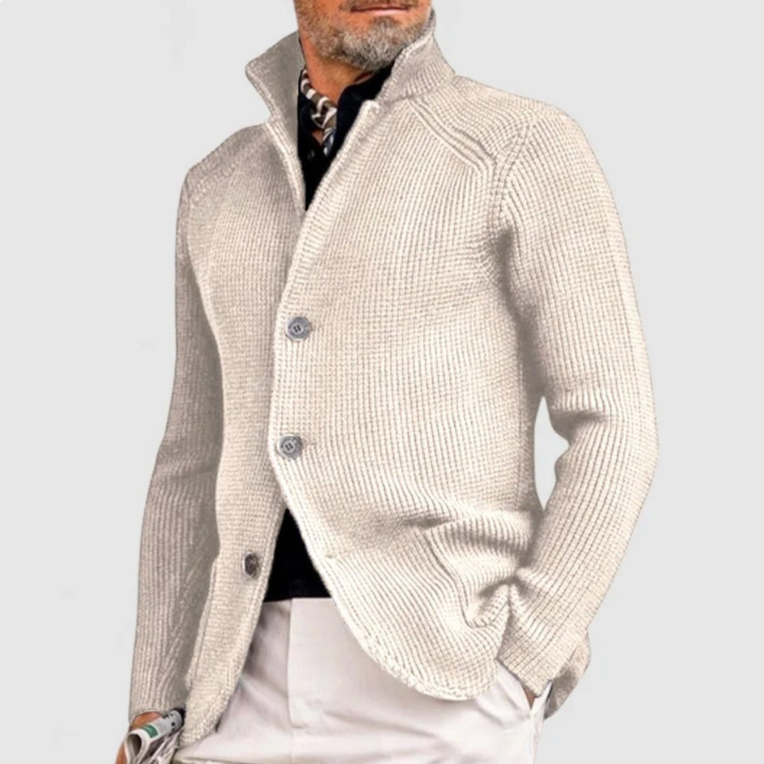 Men's Waffle-Knit Button-Front Cardigan Sweater - White