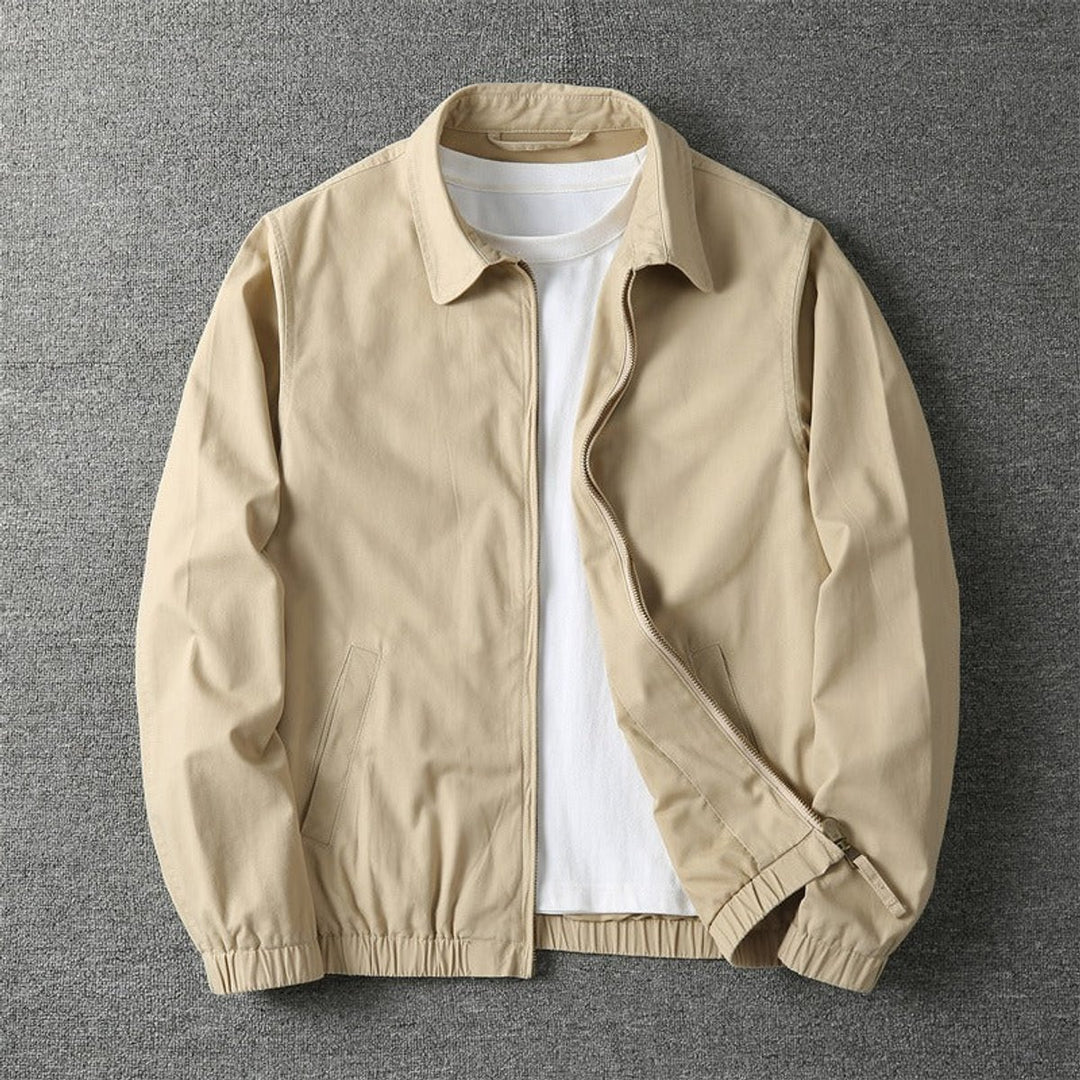 Men's Winter Coat Lightweight Zip-Up Bomber Jacket - Beige